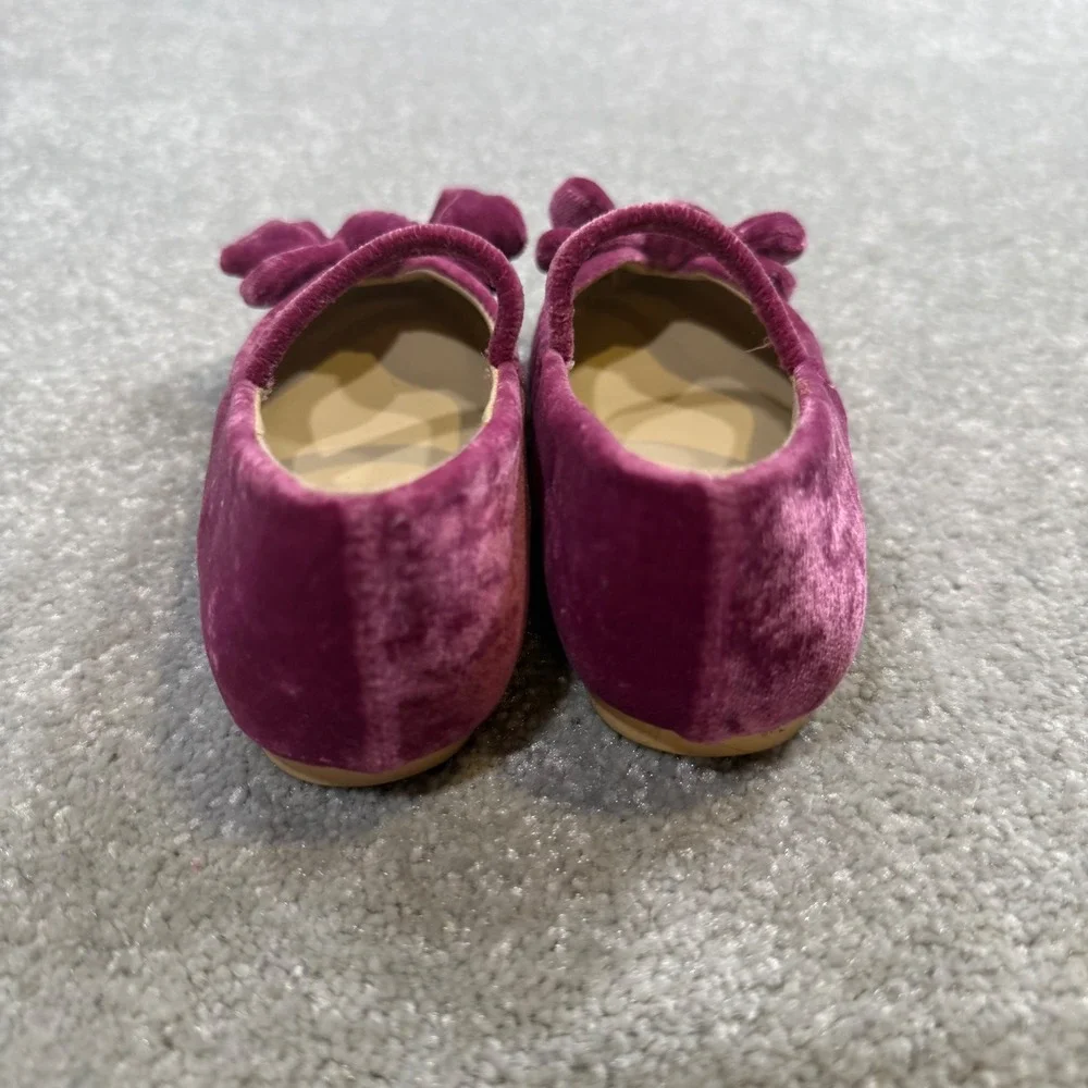 Janie and Jack Velvet Bow Mary Jane Flats Ballet Berry Pink Size 7 Wedding Guest